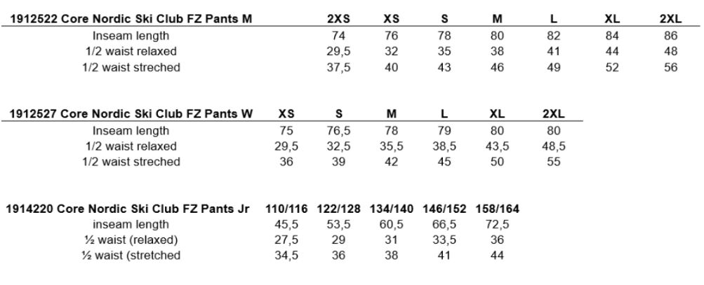 CORE Nordic Ski Club FZ Pants
